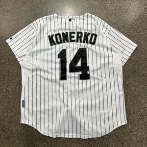 Vintage Majestic Paul Konerko Chicago White Sox Women White Jersey (Size XL)